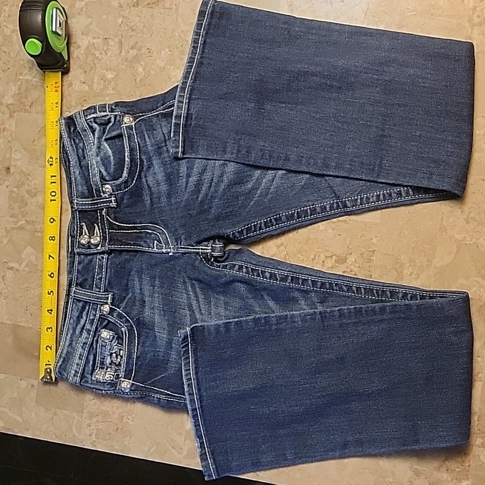 MISS ME JEANS bejeweled boot cut jeans style: JP5002-34R size 28 EUC Y2K fashion - Picture 3 of 11